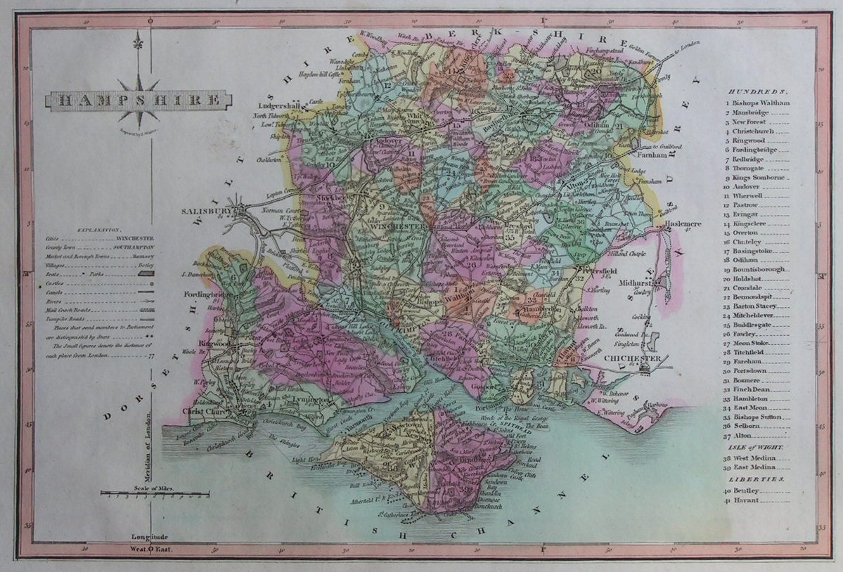 Map of Hampshire - Wallis